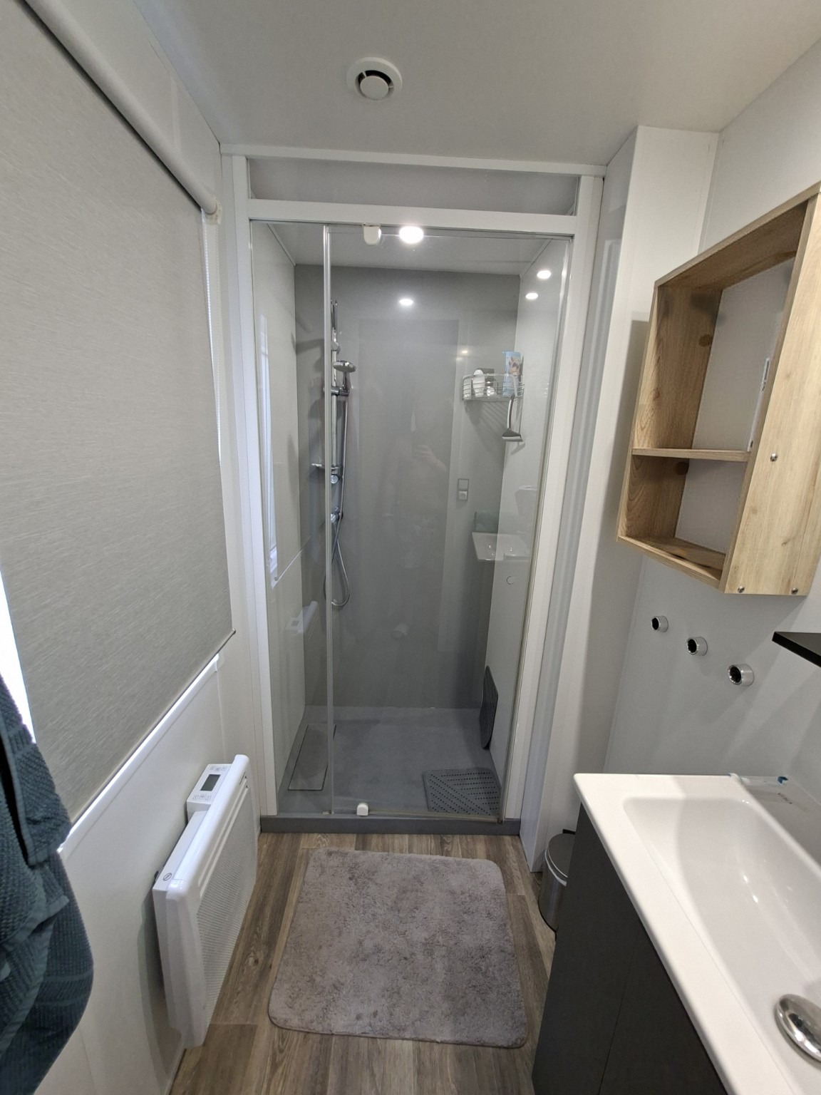 Bathroom with spacious shower